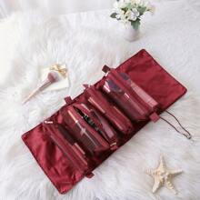 1pc Detachable 4-In-1 Makeup Bag, Multifunctional Foldable Mesh Net Bag, Portable Hanging Travel Organizer, Foldable Quick-Roll Cosmetic Bag, Multifunctional Makeup Bag, Women Foldable Travel Storage And Beauty Case For Women Storage Organizer Travel Essentials Back To School Dormitory Storage