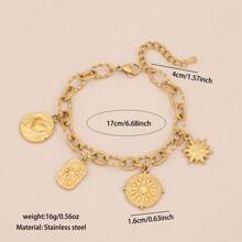 1pc Star & Moon Eye Stainless Steel Bracelet, Suitable For Women's Daily Wear