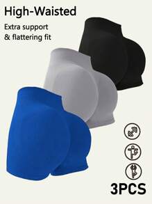 3 Pezzi Pantaloncini Sportivi Leggings Senza Cuciture Pantaloni da Yoga Pantaloni Palestra Estivi Vita Alta Leggings Allenamento Corsa Leggings Elastici Tinta Unita