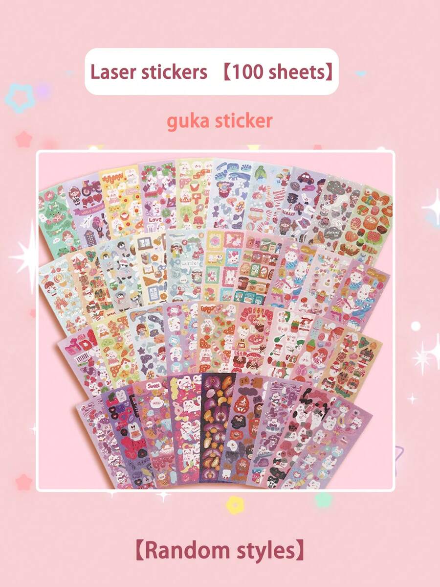 Notebook Stickers, Stickers For Girls And Children, Lovely Cartoon Stickers, Pure Handmade Stickers For Decorating Notebooks, Guka Decoration. - Multicolor - View 1
