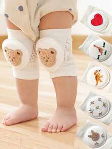 1双婴儿护膝袜，刺绣设计，防滑透气网眼面料，适合0-3岁儿童爬行、行走、户外/室内活动和防滑保护