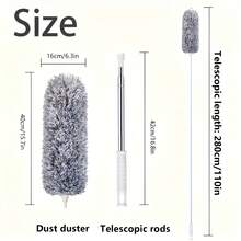 Microfiber Duster, Extendable Feather Duster (Stainless Steel) 33 To 98Inches, Reusable Bendable Dusters, Washable Dusters For Cleaning Ceiling Fan, High Ceiling, Blinds, Furniture, Cars - Grey - View 8