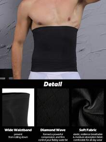 Mens Tummy Control Tuck Compression Belt Body Shaper Seamless Control Slimming Trimmer Waist Trainer - Black - View 2