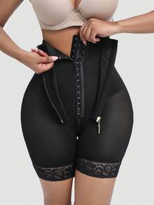 1 件女式束腰短裤，腹部控制无缝塑身紧身衣塑身内衣 - 黑色 - 查看 7