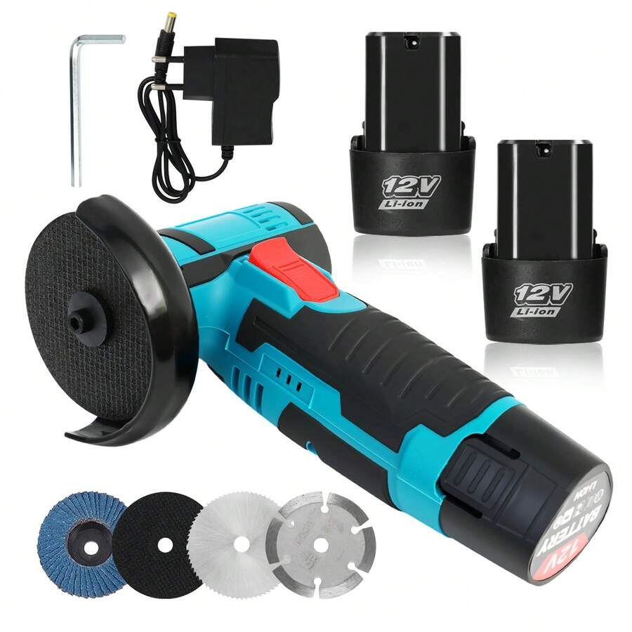 Cordless Angle Grinder Kit - 16800RPM Brushless Electric Metal Grinder With 3-1/4" Cutting Wheel, Flap Wheel, And Wool Carving Wheel For Precision Cutting & Grinding, AG0200S Tools - 藍色 - 查看 1