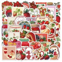 50PCS Strawberry Stickers Fruit Stickers Dessert Stickers Pretty Stickers Aesthetic Stickers Cute Stickers Strawberry Decor Strawberry Stuff For Journaling Computer Scrapbook Luggage Water Bottle Phone Laptop Notebook - Multicolor - View 4