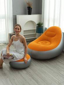 New Inflatable Plush Sofa For Slouchy People Foldable Foot Sofa Bed Outdoor Convenient Lying Chair With Feet Bench Hot - Coffee Set - View 7