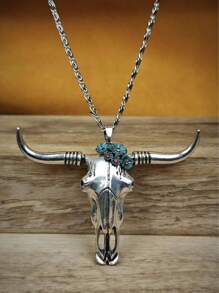 1 pezzo Collana retrò a lunga testa di bue, adatta per occasioni casual, stile unico