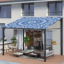 1pc Blue And White Pattern Unique Art Style Outdoor Multipurpose Sunshade Polyester Screen Printing For Camping, Picnics, Beach