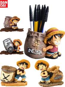 bandai Bandai One Piece Anime Integrated Resin Office Pen Holder, Stationery Desktop Pen Holder Action Doll, Large Capacity Multi Functional Desktop Stationery Storage Box, Cute Pencil Cup, Suitable For Office, School, Home And Art Supplies,Pencil Case,Pencil Pouch,School Bag