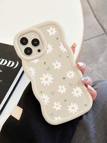 清新花卉图案的柔软 TPU 手机壳，白色雏菊设计手机壳，防震防水，360 度全保护乳白色手机壳，兼容 手机壳和 Galaxy 手机壳，手机壳，17 Pro Max 手机壳，保护套，可爱手机壳
