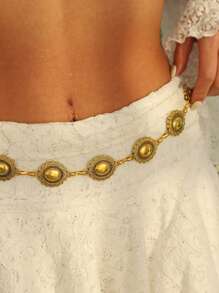 1 Stück vintage geschnitzter bohemian Stil Metall Kette Gürtel, modische Taillenkette, Dekoration geeignet für Frauen, Strandparty, Zusammenkünfte, sexy Darstellung, Geschenk für Freundinnen und Freunde