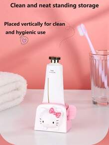 Sanrio 1 pièce Distributeur de dentifrice Hello chat, facile à presser et enrouler. Support pour dentifrice et nettoyant visage pour la maison, le dortoir et les voyages. Sans pile requise (certaines pièces peuvent être aléatoires). Rentrée scolaire
