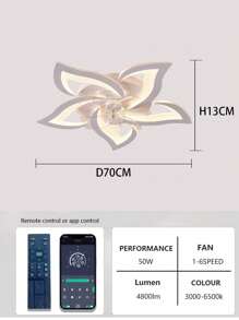 220V White LED Ceiling Fan Light - 5 Heads With Petals, Suitable For Living Room, Bedroom, Dining Room, Indoor Home Lighting Decoration, Wind Speed 1-6 Adjustable, With Remote Control