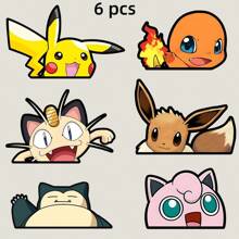 pokemon Pokemon Pikachu Stickers - 6 Fun Designs For Cars Motorcycles Backpacks And Car Window Decals Perfect For Fans Vehicle Decoration And Adding A Playful Touch To Your Style