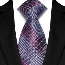 Corbata de lujo de 8CM para hombre, corbatas a cuadros florales a rayas de Color púrpura para hombre, corbata tejida de Jacquard para novio, corbata para de boda y negocios TFYP - 08 - Ver 25