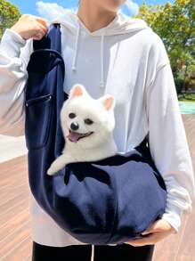 [Fashion Pet Carrier] Outdoor Pet Tote Bag | Lightweight Breathable Fabric, Adjustable Shoulder Strap, Snap Closure, Front Dog & Cat Face Window - Fits Pets Up To 7.5kg/16.5lbs, Light Blue And Black