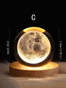1 pièce Boule de cristal lumineuse en verre, lampe de chevet à lumière douce représentant la nébuleuse de Saturne et la lune. Projecteur de boule de cristal lumineuse, lampe d'ambiance créative. Le motif gravé au laser peut varier. - Multicolore - Voir 14