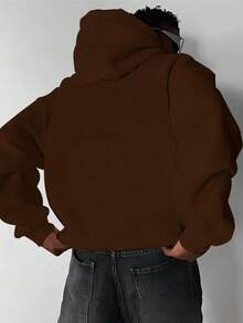 The Boston Men's Cotton Unisex Flannel Kangaroo Sweatshirt - 鏽棕色 - 查看 2