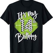 Camiseta de fútbol para mi 14 cumpleaños - Cumpleaños de fútbol 14 años Niños - Negro - Ver 1