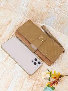 MINGYOU New Zipper Handheld Wallet Multi-Function Phone Pouch For Women Wallet Mini Wallet Purse Wallet Long Wallet Wristlet Wallet Wallet Keychain - Khaki - View 5