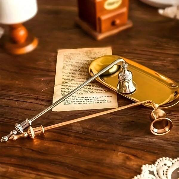 1pc Multi-Color Metal Candle Snuffer, Home And Kitchen Decoration, Candle Accessories, With Handle Decorative Tool, Candle Extinguishing Cover