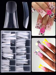 Duck Nail Tips For Acrylic Nails Professional, Half Cover Clear Nail Tips, False Nails Artificial French Tips Fake Nails Extension For Manicure Nail Salon Supplies Techs DIY Home - Clear - View 3