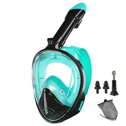 Full Face Snorkel Mask Silicone Diving Mask Full Dry Panoramic With Camera Holder Large Frame Swimming Goggles Set For Adults, Beach Essentials, Beach Accessories, Pool Float