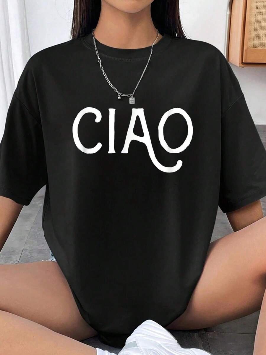 % Cotton Funny Ciao Italy Italian Italia Shirt-Shirt - Black - View 1