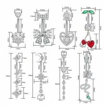 1pc Thick 0.03μ White Gold Plated Copper Zirconia Heart Shaped Stylish Sexy Belly Button Ring