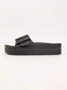 pueenb Women's Thick Bottom Slippers - Adjustable Buckle Design, Secure Fit, Casual Relaxation Design, All-Day Comfort, Suitable For Indoor And Outdoor Wear, Black, Suitable For Beach And Pool Activities - Designed Specifically For Women