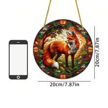 1 Piece, Fox, Animal Themed Light Catcher, Colored Glass Decorative Sign, Window Hanging Sign, Circular Acrylic Painted Art Sign, 6 * 6 Inches/15 * 15 Centimeters, Porch Decoration, Courtyard Garden Decoration, Holiday Party Decoration, Gifts For Family And Friends, Housewarming Gift