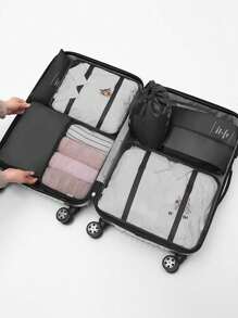7PCS Travel Storage Bag, Portable Clothes Packing Cube, Lightweight Suitcase Luggage Organizer & Shoes Underwear Holder, Ultra-Lightweight, Waterproof, Polyester Packing Cubes For Efficiently Organizing Clothes, Shoes, Makeup, And Accessories - Perfect For Frequent Travelers And Adventurers