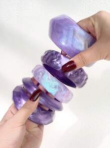 1 pieza Pulsera gruesa asimétrica morada, con volantes deslumbrantes y sensuales, adecuada para mujeres, accesorio ideal para ocasiones de fiesta
