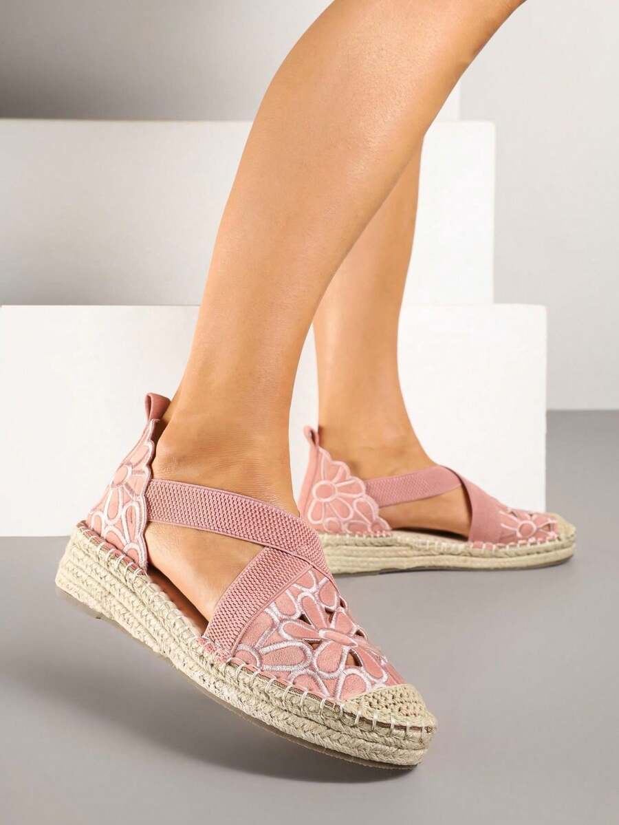 Summer Vacation Casual Vices Openwork Wedge Sandals - Pink - View 1