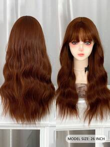 1 Piece Of Dirty Orange Synthetic Heat-Resistant Curly Hair, 26 Inches Long, Made Of Fiber, Suitable For Daily Use, Natural And Realistic Wig. - Dirty Orange - View 6