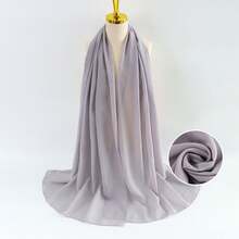 1 pezzo Sciarpa di chiffon piccola e monocolore da donna per la primavera, sciarpa di seta multifunzionale - Grigio Chiaro - Visualizzare 2