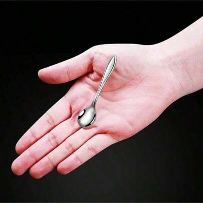 1/2 件不锈钢迷你圆形调味勺，高品质创意小勺子，适用于家庭厨房，材质