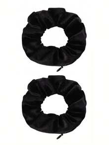 Velvet Hair Scrunchie With Hidden Zipper Pocket, Secret Compartment Elastic Hair Tie For Keys & Cash, Ponytail Holder Accessory - Black - View 12