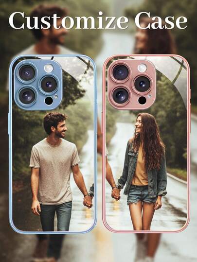 1 Stück personalisiertes hochauflösendes Glas Handyhülle, kompatibel mit Apple 16promax/16plus/16pro/16/11/11pro/11pro Max/12/12pro/12mini/12proMax/13/13pro/13ProMax13mini/14/14plus/14pro/14Promax/15/15plus/15pro/15Pro Max/7/8plus/Xr/xs Max-/X, für Familie/Freunde/Paar Fotos