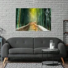 Framed Bamboo Fairy Tale Forest, Undiscovered Japanese Evergreen Poster, Canvas Art Picture Printing, Modern Living Room, Family Bedroom, Kitchen, Bathroom, Wall Artist - Framed - View 4