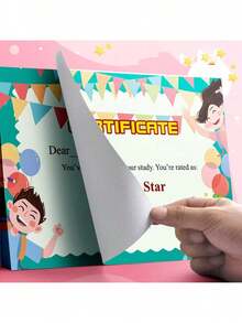 50张/150张A4英语证书，证书纸，英语表扬卡，卡通荣誉证书，学习用品，奖励贴纸，鼓励激励证书，英语证书，英语贴纸证书，返校学习用品装饰证书 - 彩色 - 查看 4