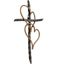 Old River Outdoors Entwined Hearts Decorative Metal Wall Cross - Joined Two Hearts, One Love Promises Kept - 1 - View 2