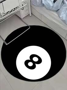 1pc Black 8 Ball Billiard Pattern Rug, 750g Velvet + Dot Plastic Bottom, Modern Personalized Creative Fluffy Soft Decorative Round Carpet, Suitable For Living Room, Bedroom, Entryway, Tatami, Balcony, Game Room, Boys/Girls Bedside Rug, Home Decor Bedroom Decor Room Decor Aesthetic Room Decoration Stuff Living Room Decor Rugs