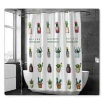 Cortina de chuveiro impermeável de tamanho grande, 180 cm x 180 cm, material PEVA, decoração de quarto com design de cacto, acessórios para banheiro