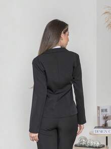 Elegant Twill Jacket And Trouser Set C3035 - Black - View 5
