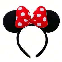 Disney 1PC Disney Minnie Mouse Ear Headband With Red Bow - Adorable Anime Theme Hair Accessory, Nylon, Hand Washable - Suitable For Theme Parks, Holiday Gifts, Party Decorations, Cosplay Headbands | Anime Themed Accessories | Polyester & Spandex, Headband
