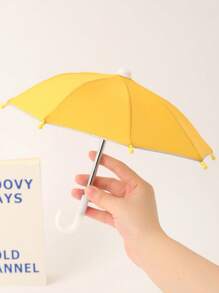 1pc Mini Umbrella, Motorcycle Outdoor Riding Phone Small Rain Umbrella, Cute & Compact, Piggy Bracket, Wind Resistant & Rainproof, Dual Use Sunny/Rainy, 8 Ribs, Silver Coating, Handle, Rain & Sun Protection, Suitable For Outdoor Live Streaming, Motorcycle Riders, 170T Polyester Umbrella Cloth, Multiple Colors Available