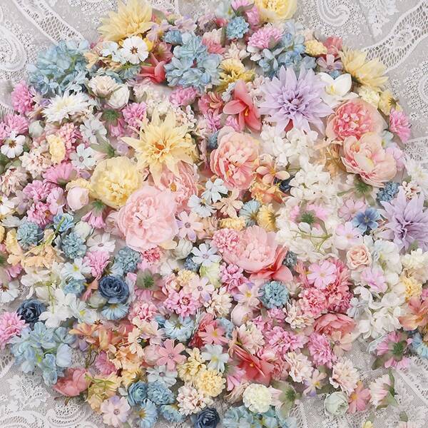 20/30/50 Stücke Künstliches Blumen Material Paket, DIY Blumen Vorhang Material Simulation Blume Anhänger Ornamente Schwebende Blumen Wandbehang Fotohintergrund, für Hochzeit Geburtstag Zimmer Gestaltung Geschenke Abschluss