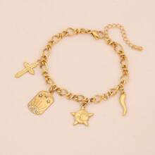 1pc Star & Moon Eye Stainless Steel Bracelet, Suitable For Women's Daily Wear